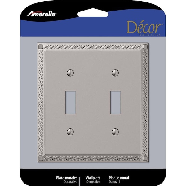 Amerelle Amerelle Georgian Satin Nickel 2 gang Die-Cast Metal Toggle Wall Plate 1 pk 54TTN - main